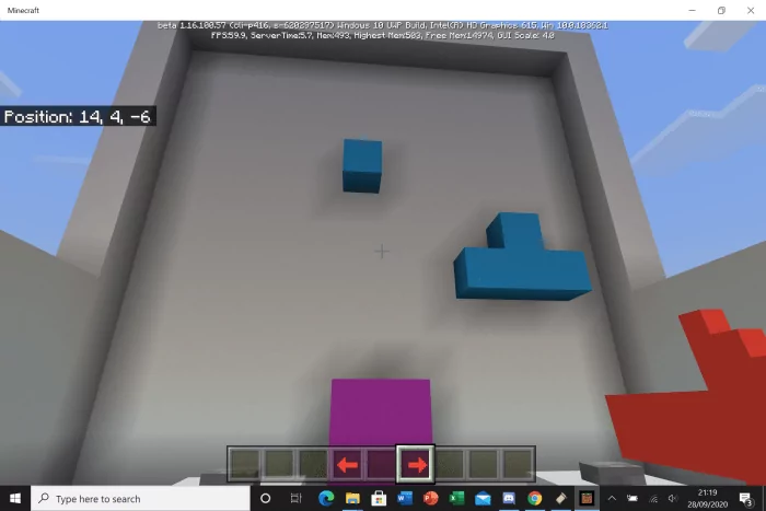 Tetris map in Minecraft